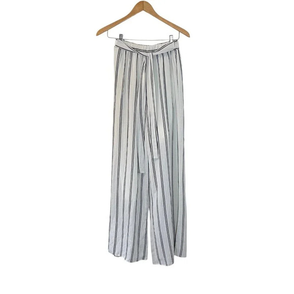 Windsor Pant Crop Top Set Medium White Striped Wide Leg Flowy Blouse Sleeveless - Picture 3 of 8